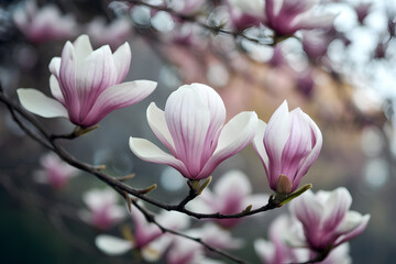 Magnolia flower in bloom, soft colors create dreamy, serene ambiance