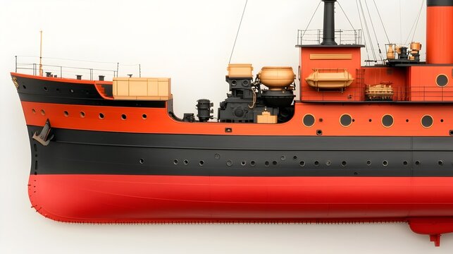 Comprehensive cross section diagram showcasing the intricate interior layout and mechanical components of a ship including the hull cabins and various engineering systems