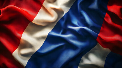 Fototapeta premium French flag with folds, close-up.