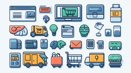 Shopping Icons and Digital Commerce Elements