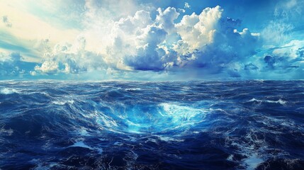 Fototapeta premium Dramatic Ocean Vortex Under Cloudy Sky