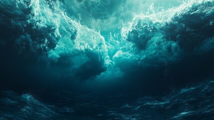 Obraz premium Turbulent Ocean Waves Under Dark Clouds