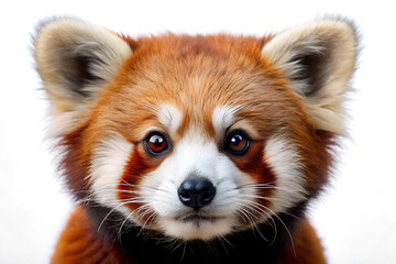 Red Panda Portrait on White Background 