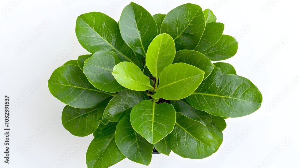 Aufkleber ficus benjamina a weeping fig plant with lush green leaves arranged in a circular elegant shape with