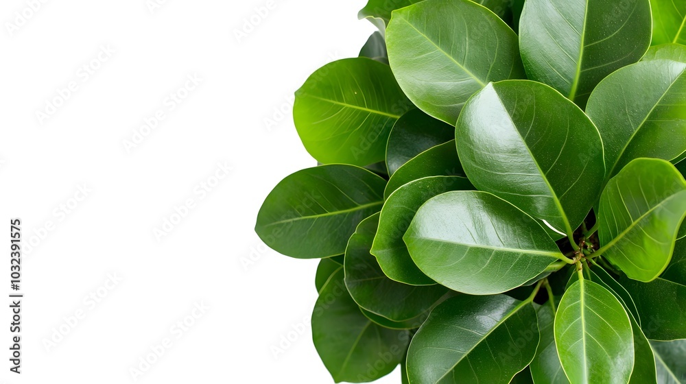 Fototapete lush green leaves of ficus benjamina plant in a circular shape showcasing its elegant drooping branc