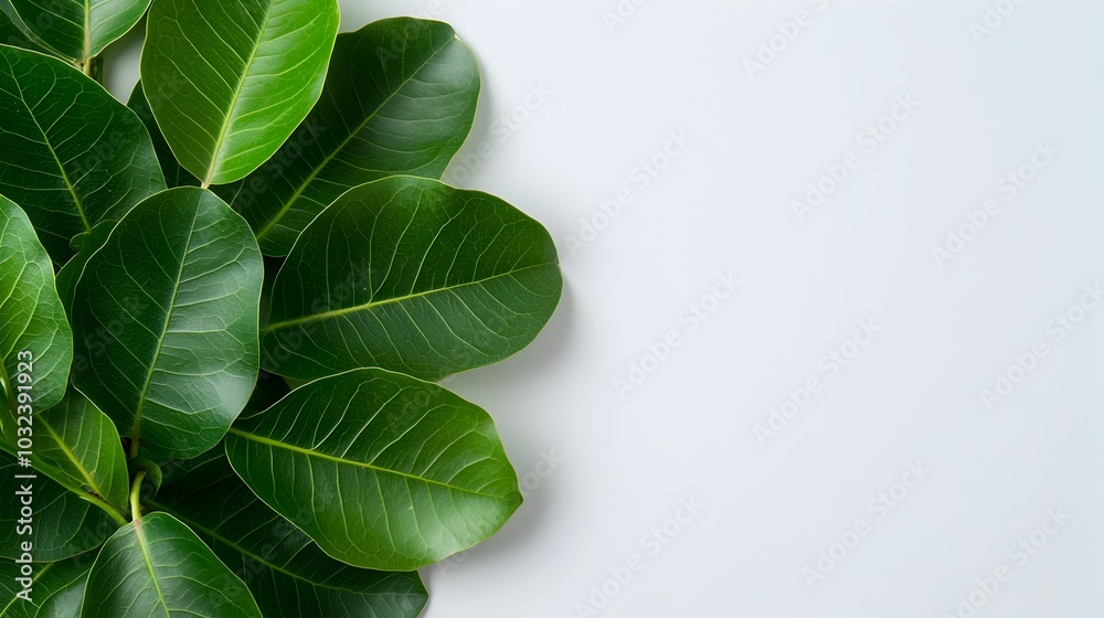 Poster elegant and captivating arrangement of verdant green ficus benjamina leaves in a circular layout ele
