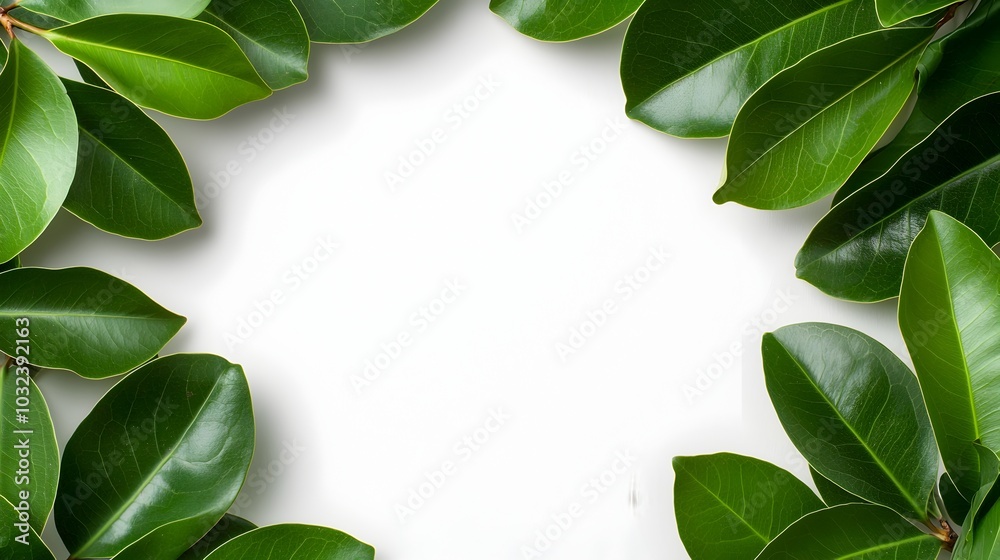 Leinwandbilder vibrant and graceful ficus benjamina leaves arranged in a captivating circular pattern creating a mi