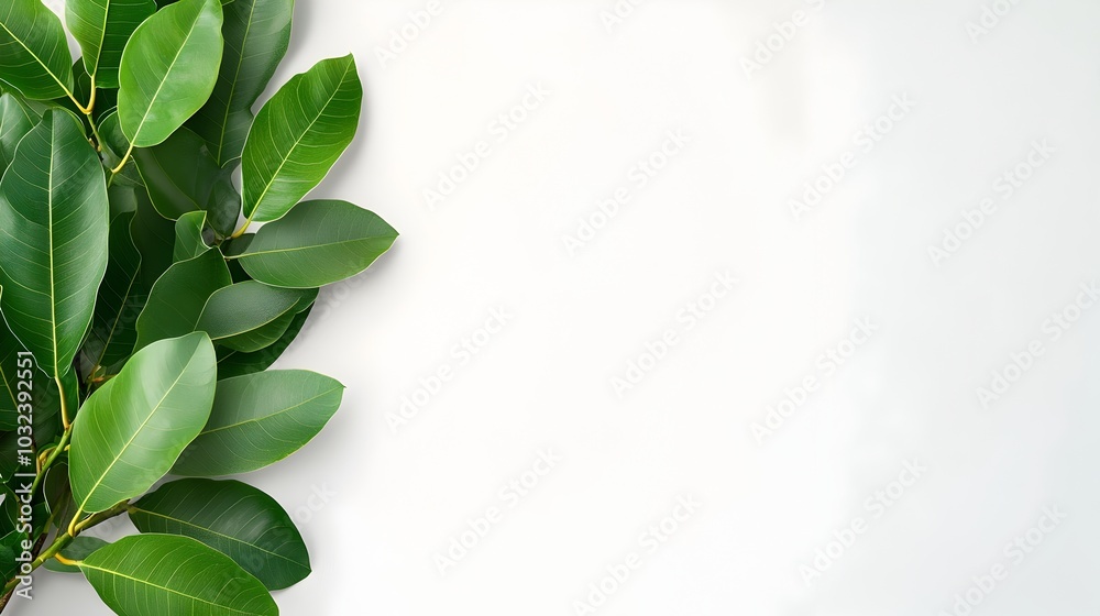 Aufkleber lush verdant ficus benjamina leaves in a concentric circular pattern weeping fig plant framed agains