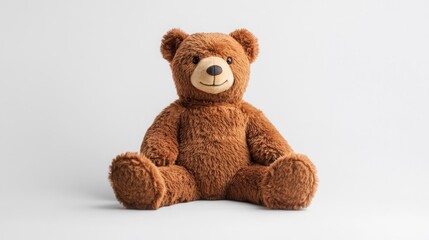 Obraz premium A brown teddy bear sitting on a white background.