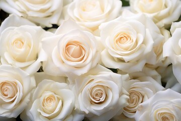 A cluster of white roses with a soft focus effect, highlighting the natural texture and color