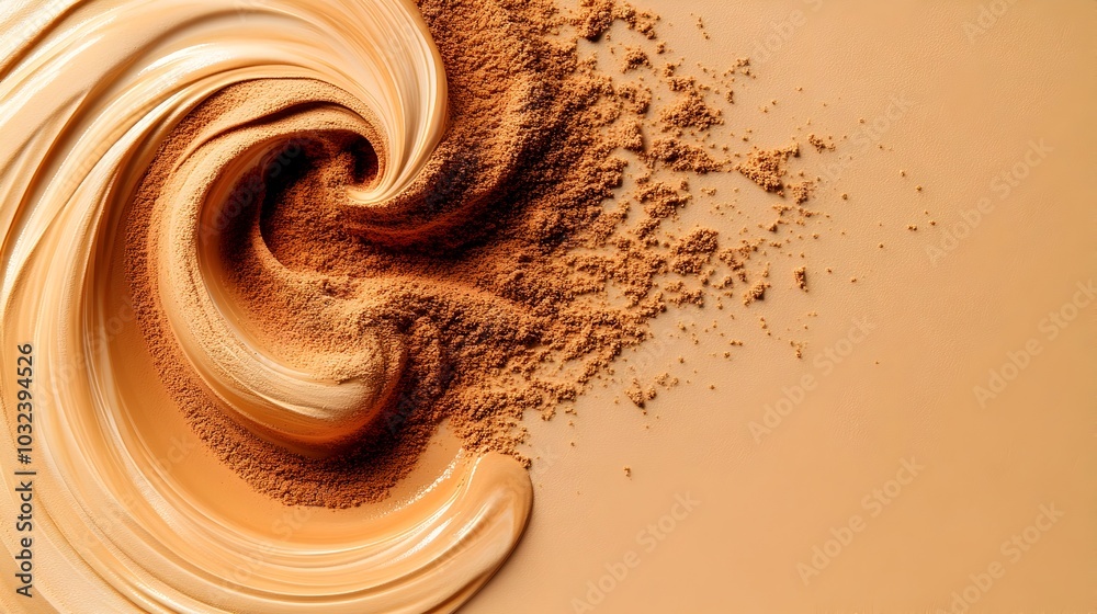 Poster Captivating Powdered Coffee Swirls Create an Abstract Painterly Visual Experience with Dramatic Lighting Intricate Patterns and a Delicate Ethereal Aesthetic