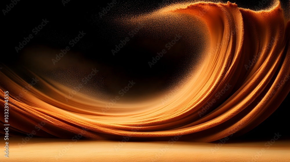 Leinwandbilder Captivating swirls of powdered coffee creating an abstract and ethereal visual masterpiece with a delicate and intricate pattern dramatic lighting and a Renaissance influenced