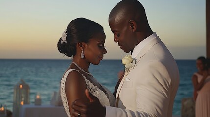 Wedding Couple Sunset Kiss.