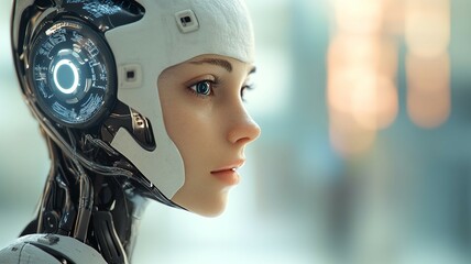 Fototapeta premium an AI-powered female robot.