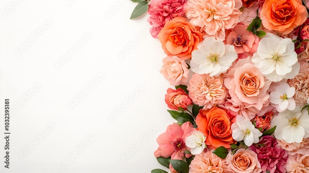 Poster exquisite bouquet of diverse spring blossoms with delicate petals in vibrant hues artfully arranged 