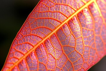 Leaf Vein's Pattern A holographic leaf its veins branching out i