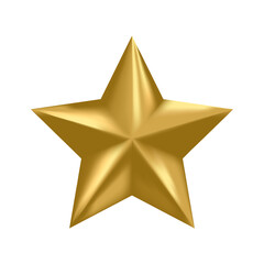 Vector gold star in 3 D style. An element of festive decoration.
