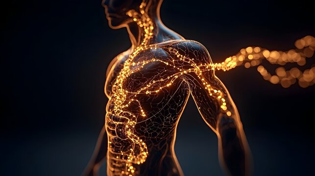 Time Lapse Sequence Depicting the Journey of a Drug Through the Human Body with Glowing Pathways Representing the Drug s Movement Through the Circulatory System and Vessels