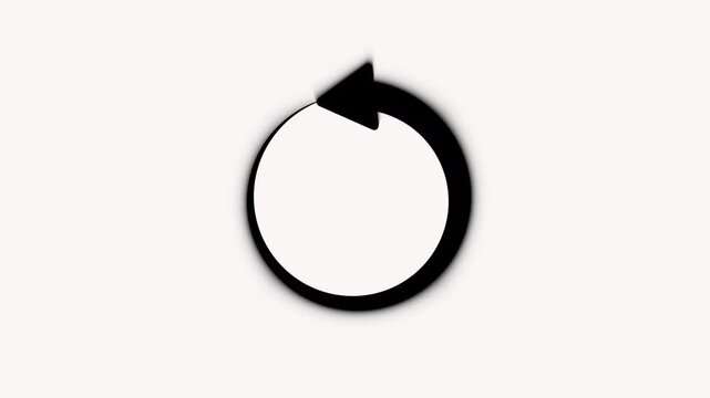 Reload icon animation. Rotating circular with arrow, simple reload icon animation on black screen. 