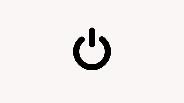 glowing power button icon animated on a black background ,The appearance of the Cyan neon symbol power off ,alpha channel Premultiplied. Neon light power button turning on and off icon.