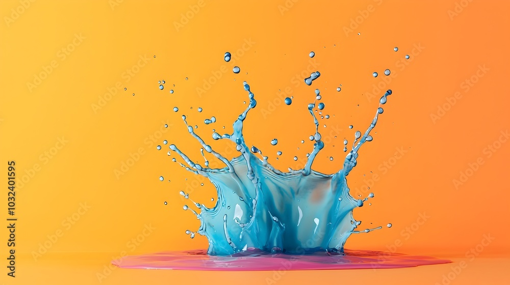 Fototapete Striking frozen water splash creating a dynamic and mesmerizing visual display of vivid patterns and colors against a clean minimalist background
