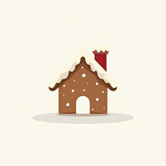 Gingerbread house illustration with red hearts on cream background