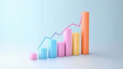 Colorful Bar Graph with Rising Trend Illustration