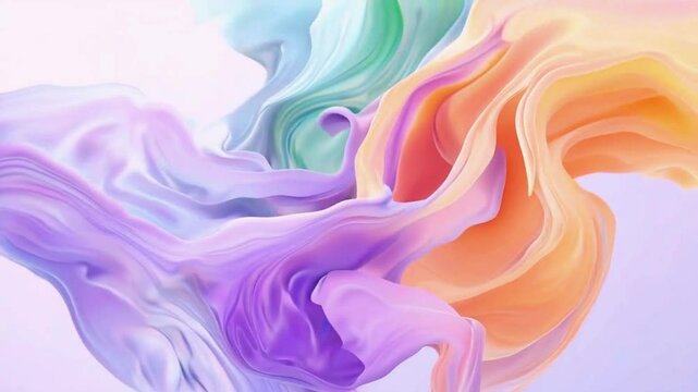 Soft pastel colors (peach, lavender, mint) flow smooth, fluid motion, colors dissolving gracefully. perfect for creative business use presentation, 4k High-Quality texture background Animation Video