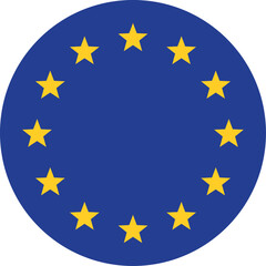 Flag of european union. European flag in a circle, 12 stars in a blue circle. High quality.