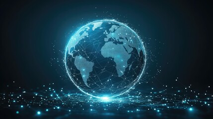 Fototapeta premium Holographic globe with network nodes, world connection, international business