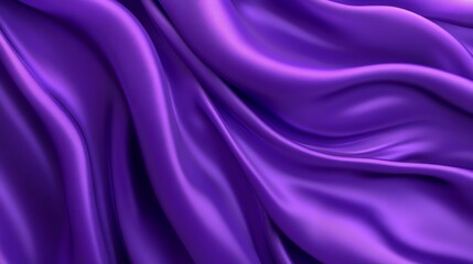 Obraz premium dark purple silk fabric with flowing waves, draped elegantly on a velvet backdrop, creates a luxurious and shiny texture