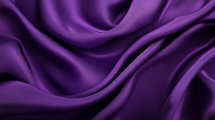 dark purple silk fabric with flowing waves, draped elegantly on a velvet backdrop, creates a luxurious and shiny texture