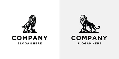 Vector Illustration of Lion King Standing on Rocks.