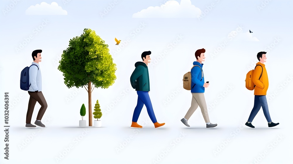Aufkleber a collection of sleek minimalist icons depicting people in various poses and actions designed with a