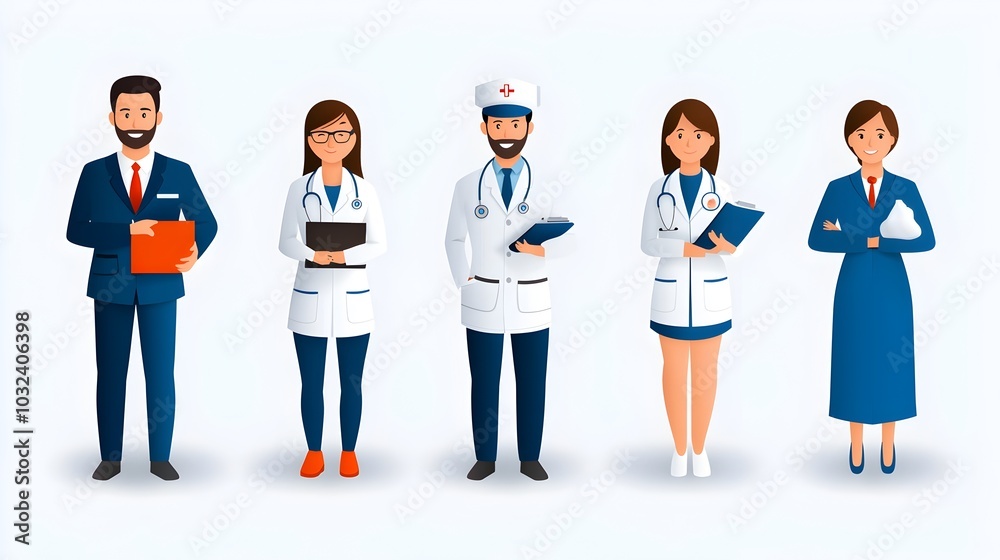 Leinwandbilder a minimalist and clean set of icons depicting various occupations and social roles designed with a c