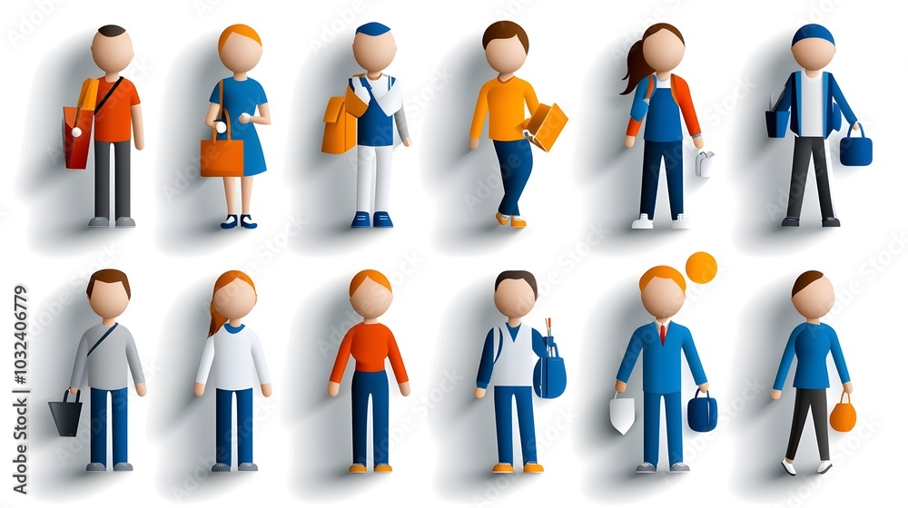 Aufkleber stylized and minimalist two tone icons representing a variety of lifestyles activities and personas 