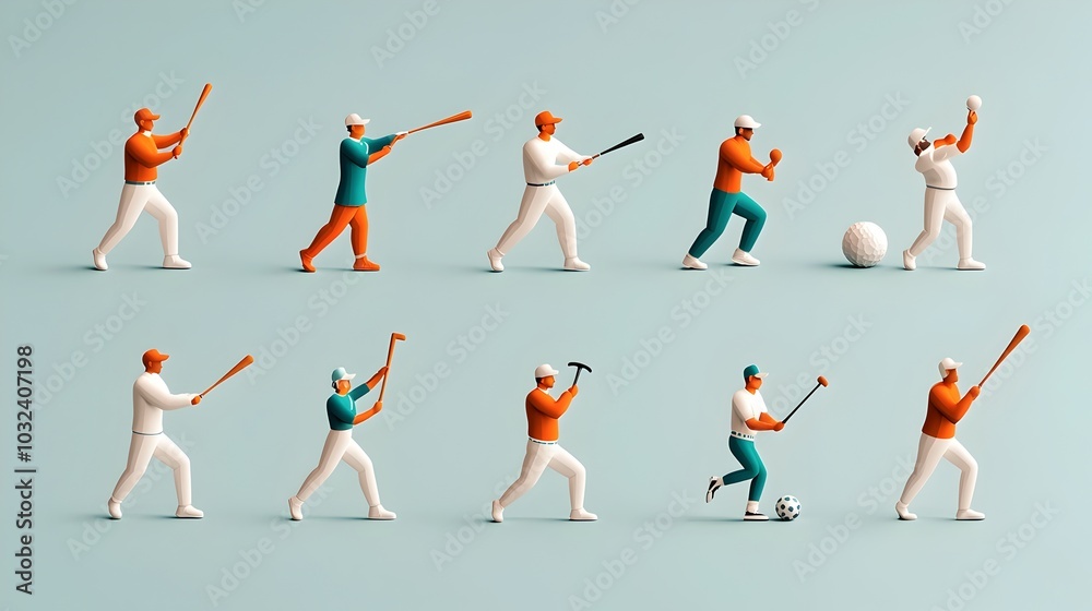 Aufkleber Collection of diverse people icons featuring dynamic poses and activities in a wide angle two color minimalist design style  Suitable for digital interfaces infographics and visual identity projects