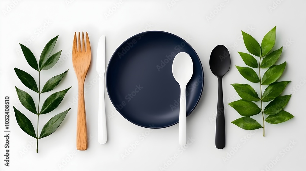 Poster minimalist and modern icon set featuring simple silhouettes of essential catering elements like fork