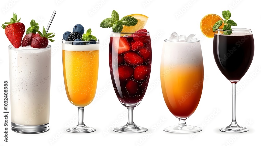 Poster Collection of clean and simple icons depicting various beverages food items and cutlery for use in catering restaurant and hospitality industry branding and menu design
