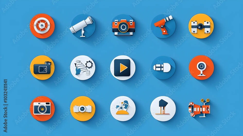 Leinwandbilder flat icon set featuring a comprehensive collection of media buttons such as play pause and stop alon