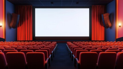 Fototapeta premium Wide format and a row of seats mockup of a stage and blank screen