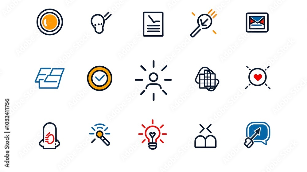Poster of a thin line icon set depicting people group hierarchy and leadership designed with minimalist out