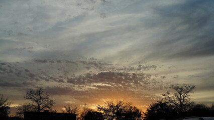 Naklejka premium The beautiful city sunset view with the blue time sky in the shopping mall parking square