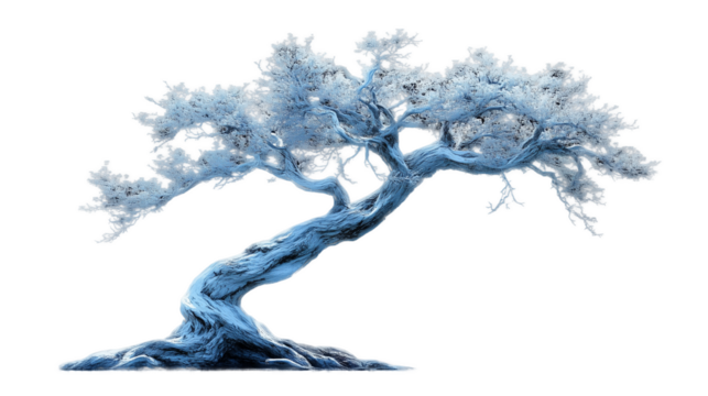  An old, dead tree with many branches and roots, a vector graphic