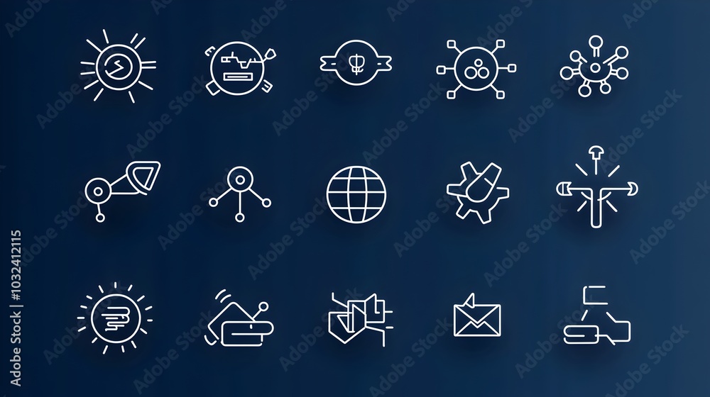 Aufkleber Sleek and minimalist icon set that visually represents key organization themes such as teamwork hierarchy networking and in a modern corporate aesthetic style