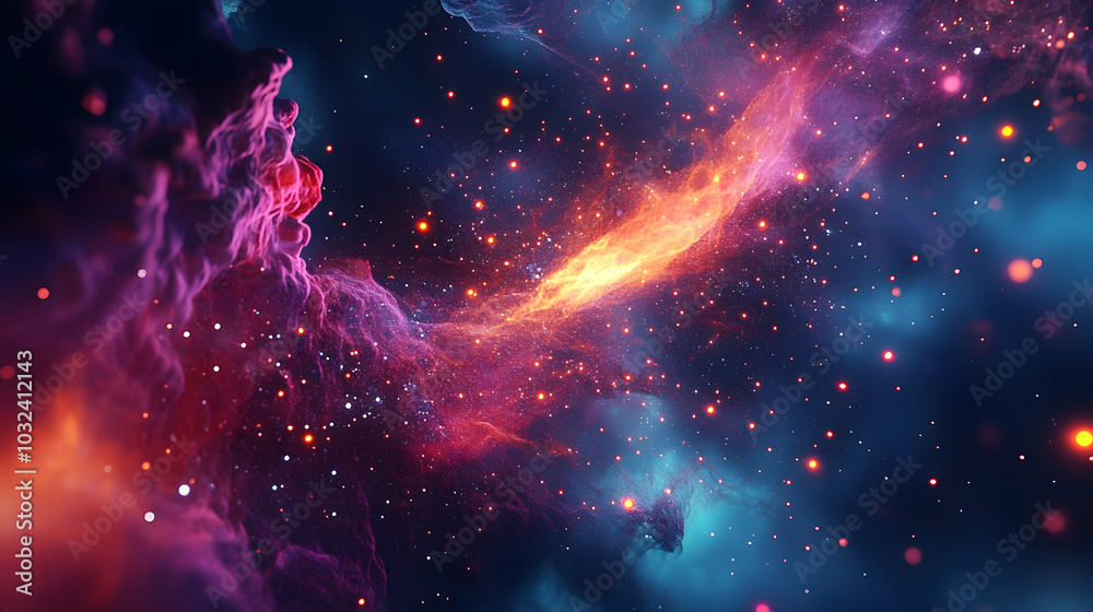 Wall mural universe with wonderful psychedelic and stars with generative ai