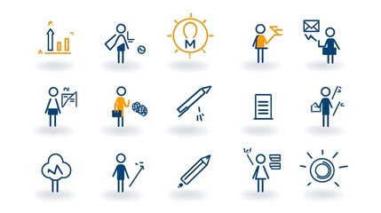 Minimalist thin line icon set featuring human figures community members audience and team participants with modern outlines for organizational and corporate themes