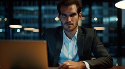 Businessman in Modern Boardroom