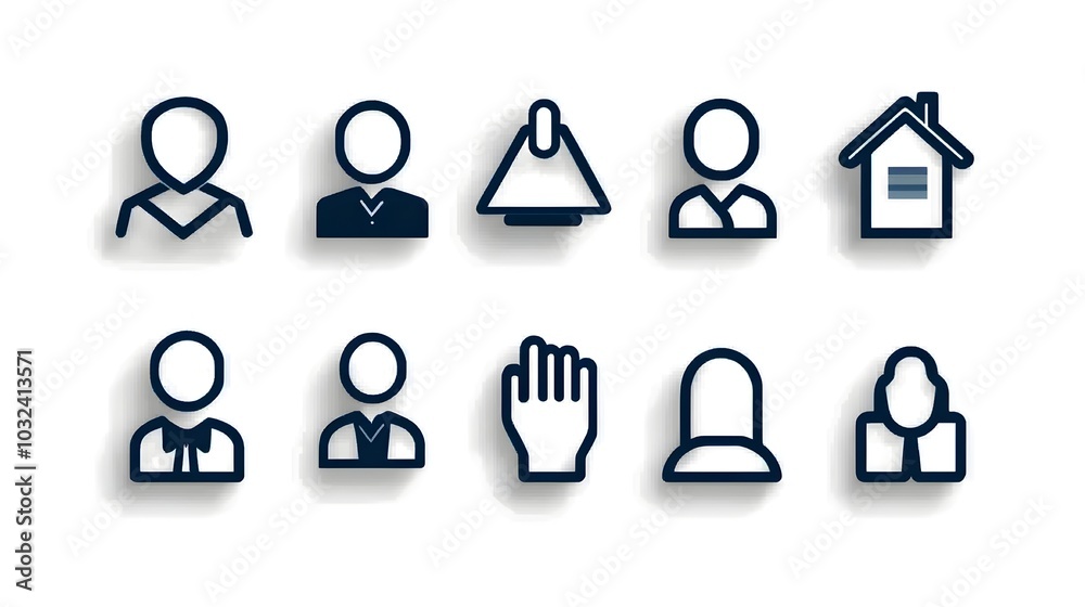Aufkleber Sleek Featuring a Thin Line Icon Set Depicting People Groups and Population Interaction Highlighting Concepts of Community Connection in a Modern Minimalist Style