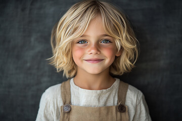 portrait of an white little boy with a smile